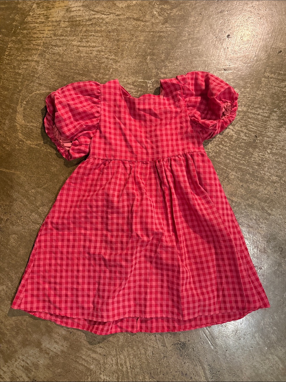 CUTEST Girls Pink Gingham Puff-Sleeve Dress